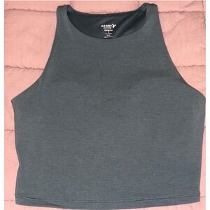 Old Navy Olive Green Active Crop Tank Top Built In Bra PowerChill Sleeveless, M